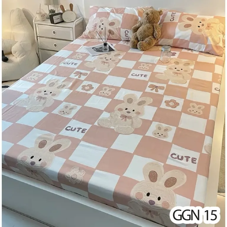 Trọn Bộ Ga Giuờng Cotton Poly 3 Món - Họa Tiết 3D - Hàng Nhập Khẩu - Set Ga + 2 Vỏ Gối Nằm