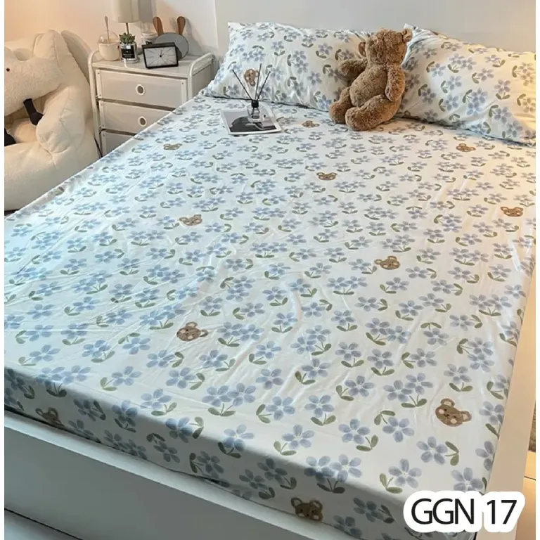 Trọn Bộ Ga Giuờng Cotton Poly 3 Món - Họa Tiết 3D - Hàng Nhập Khẩu - Set Ga + 2 Vỏ Gối Nằm