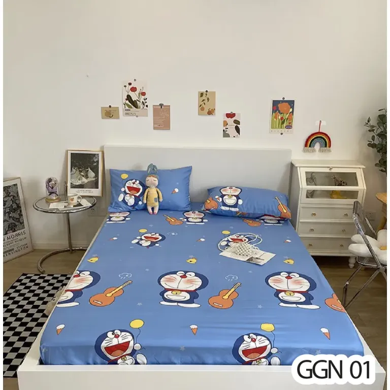 Trọn Bộ Ga Giuờng Cotton Poly 3 Món - Họa Tiết 3D - Hàng Nhập Khẩu - Set Ga + 2 Vỏ Gối Nằm