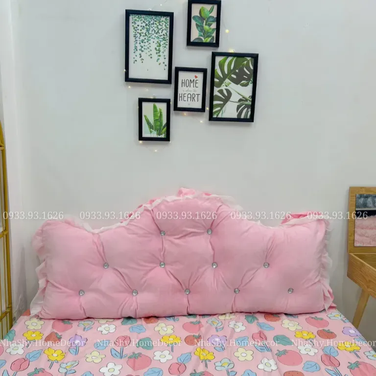 Tựa Đầu Giuờng Trang Trí Phòng Ngủ - Mẫu Hoàng Gia - Màu Hồng Đất - Size 80x1m6