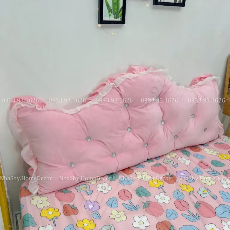 Tựa Đầu Giuờng Trang Trí Phòng Ngủ - Mẫu Hoàng Gia - Màu Hồng Đất - Size 80x1m6