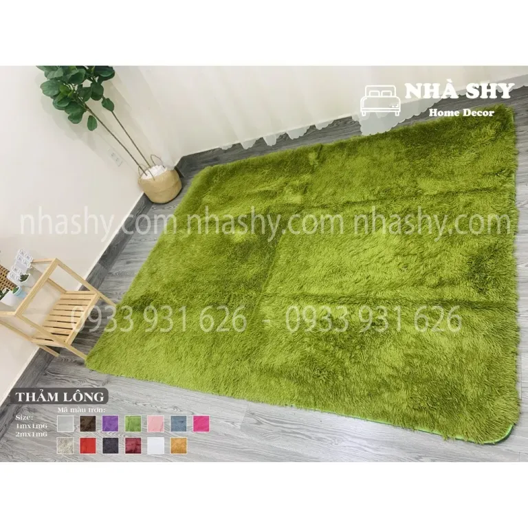 Thảm Lông Trải Sàn Màu Xanh Lá - Size 2mx1m6 - TS05