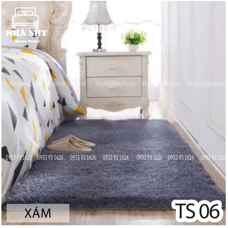 Thảm Lông Trải Sàn Trang Trí Nhà Cửa - Lót Phòng - Thảm Cạnh Giuờng Ngủ Màu Trơn Size 40x1m2 - 50x1m6