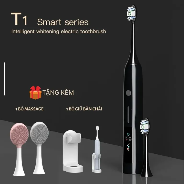Bộ Bàn Chải Đánh Răng Điện Tích Hợp Máy Rửa Mặt Vikit T1 Smart Series Brushie