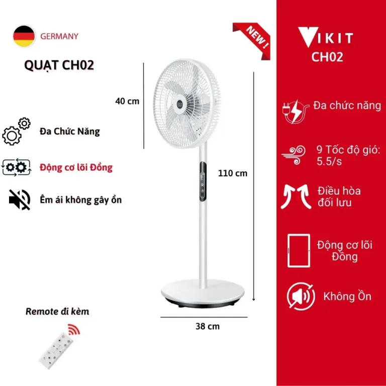 Quạt Cao Cấp VIKIT CH02 (Không Tích Điện)