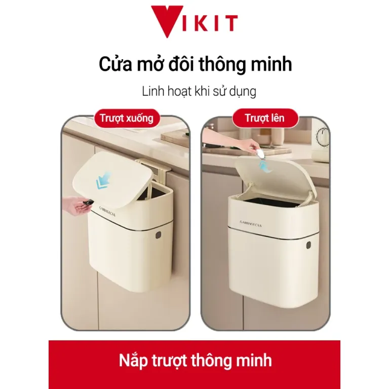 Thùng Đựng Rác Thông Minh Nhựa Cài Cánh Tủ Bếp Vikit R02