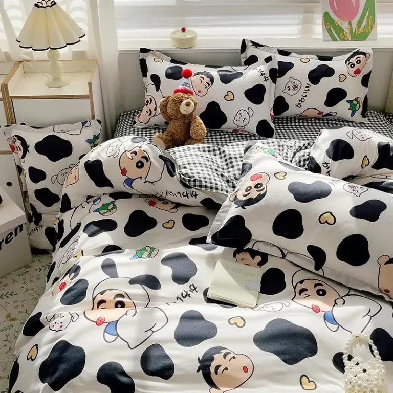 Bộ Chăn Ga Gối Emmibedding, Drap Cotton Poly Hàn Quốc Mẫu Cậu Bé Shin