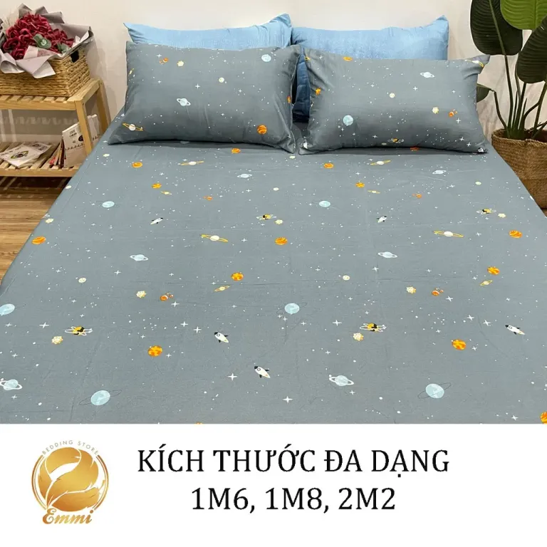 Bộ Ga Gối Cotton Poly Emmibedding Store Mẫu Hành Tinh