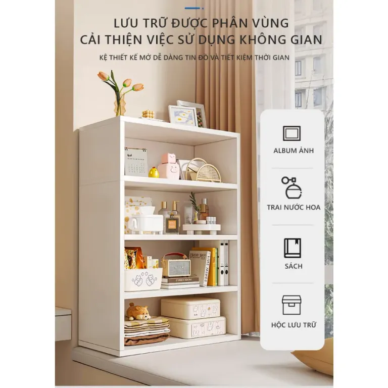 Kệ Sách Đa Năng Nhiều Tầng Chất Liệu Gỗ MDF Màu Full Trắng GA30