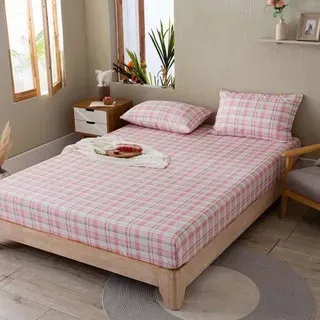 Ga Giường Hình Kẻ Caro Emmibedding Store Chất Liệu Cotton TC Miễn Phí Bo Chun Và Làm Ga Phủ Theo Yêu Cầu