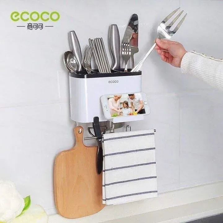 Ống Đựng Đũa Dao Cao Cấp Ecoco Siêu Dính Tường Không Cần Khoan