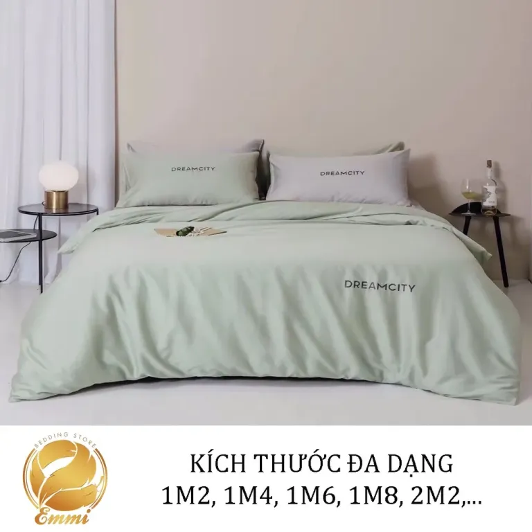 Bộ Chăn Ga Gối Lụa Dream Cao Cấp Mẫu Xanh Ngọc EMMIBEDDING STORE