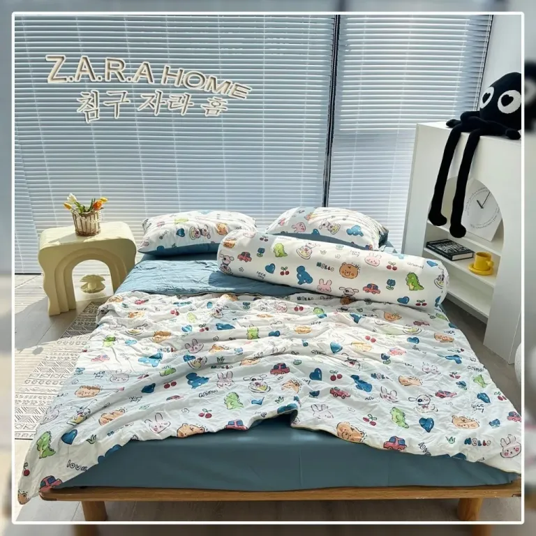 Bộ Chăn Hè Cotton Đũi Bông Đậu 5 Món Cao Cấp TOPAZ Nhập Khẩu - Chăn Mền Mùa Hè Chất Liệu Cotton Siêu Mềm, Siêu Mát