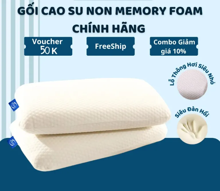 Gối Ngủ Memory Foam Chính Hãng TOPAZ Ruột Gối Cao Su Non Người Lớn Hỗ Trợ Chống Trào Ngược Phù Hợp VớI Mọi Tư Thế Nằm