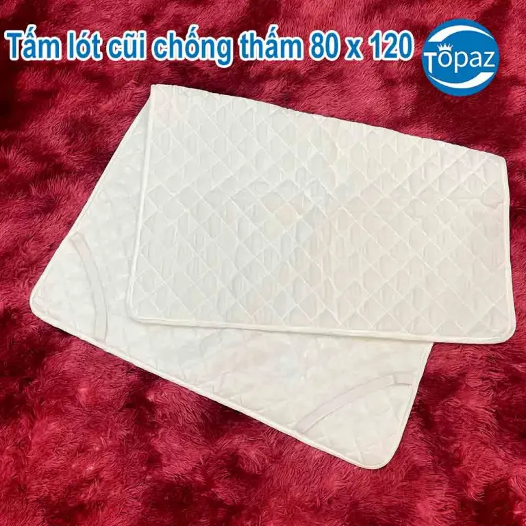 Tấm Lót Chống Thấm Cho Bé 80 x 120 Cao Cấp 3 Lớp Chính Hãng TOPAZ Mềm Mại Thoáng Khí Giúp Bé Không Cần Đóng Bỉm Khi Ngủ