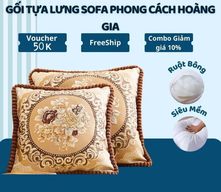 Gối Tựa Lưng Sofa Phong Cách Hoàng Gia Chính Hãng TOPAZ Kèm Ruột Gối Bông Mang Lại Cho Bạn Cảm Giác Dễ Chịu Êm Ái