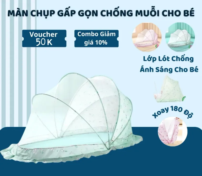 Màn Chụp Cho Bé Gấp Gọn Chống Muỗi TOPAZ Dùng Trên Giường Nôi Cũi Chống Muỗi Tuyệt Đối An Toàn Tiện Lợi Giao Ngẫu Nhiên