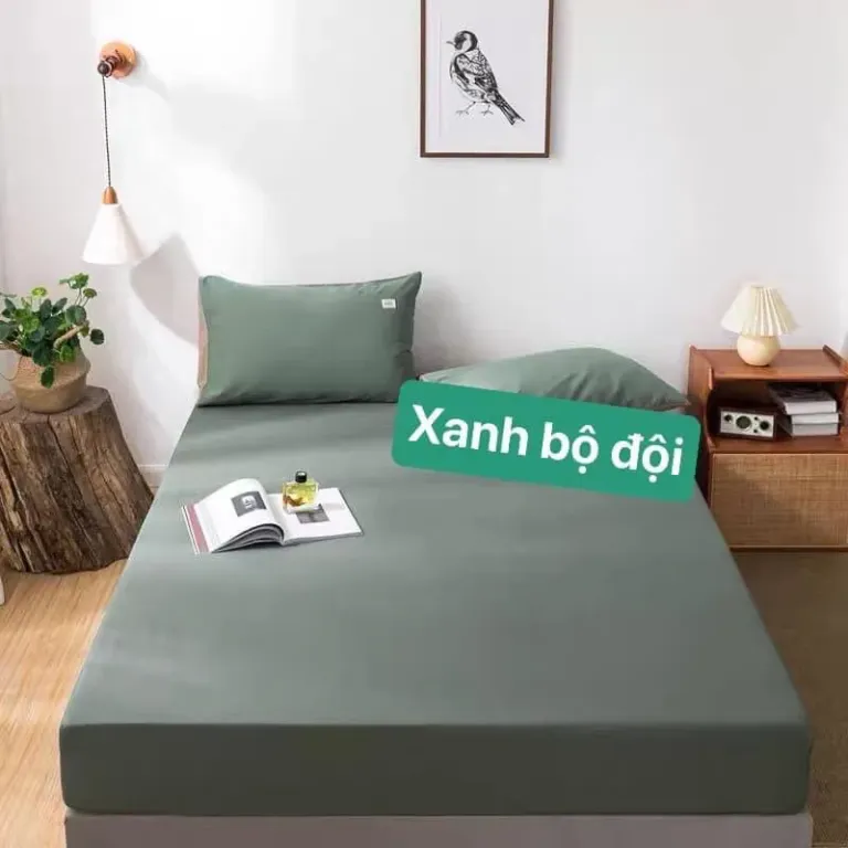 Bộ Ga Giường, Ga Gối TC 1 Màu Trơn EmmiBedding Gồm 1 Ga Và 2 Áo Gối Nằm