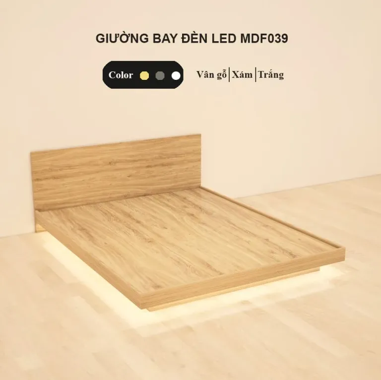 [FREESHIP HCM] Giường Bay, Giường Bệt Kiểu Nhật Đèn Led MDF039 - Có Thiết Kế Theo Yêu Cầu Khách Hàng