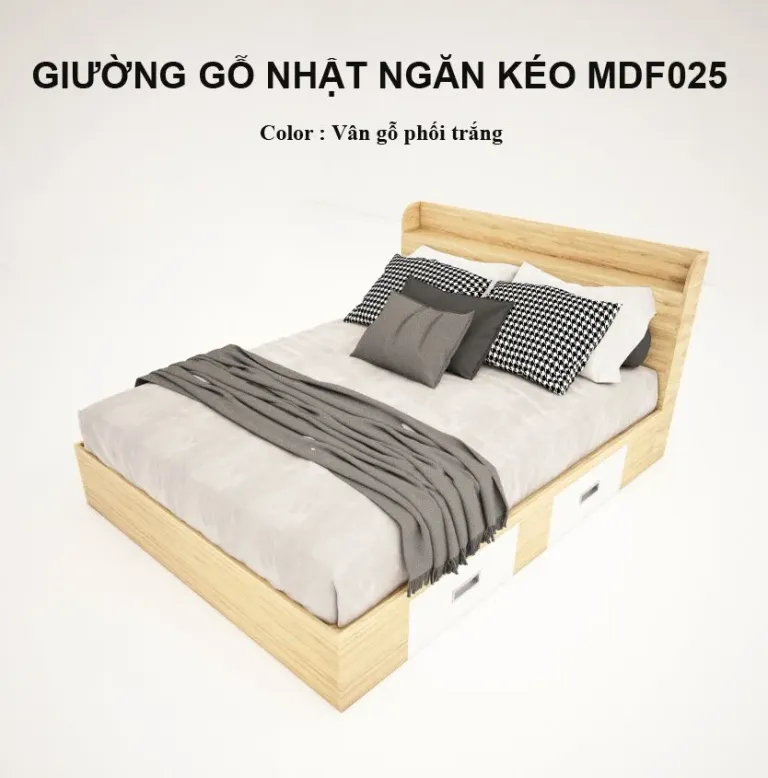 [FREESHIP HCM] Giường Gỗ MDF Kiểu Nhật Ngăn Kéo Tatana MDF025 - Có Thiết Kế Theo Yêu Cầu Khách Hàng