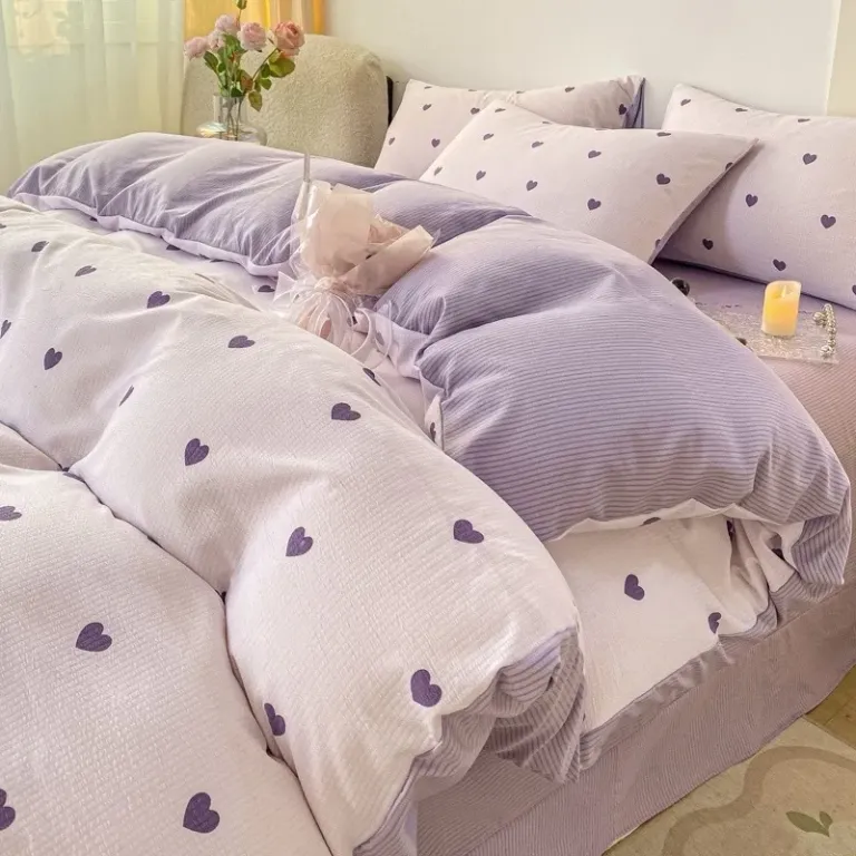 Chăn Ga Gối 4 Món Cotton Đũi Họa Tiết Vintage Hoa Nhí Decor Phòng Hàn Quốc Drap Nệm Bo Chun Phủ Giường EmmiBedding