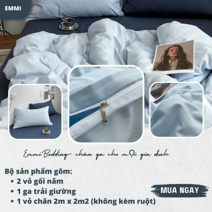 Chăn Ga Gối Cotton Tici Emmi Bedding Drap Giường Đủ Size Nệm 1m, 1m2, 1m4, 1m6, 1m8, 2m2 Không Kèm Ruột