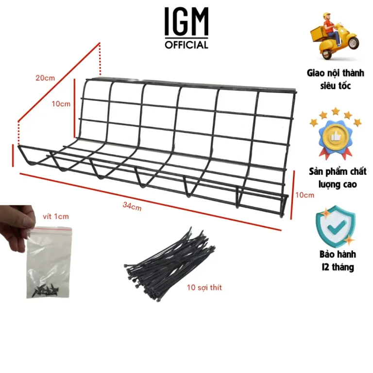 Combo Gọn Gàng IGM Giá Đi Dây Điện Và Máng Đi Dây Điện Giúp Cho Góc Làm Việc, Gầm Bàn Gọn Gàng Hơn Bao Giờ Hết