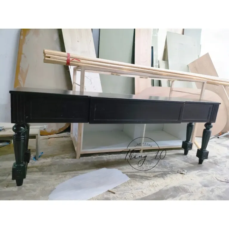 Tủ Tivi - Kệ Tủ Console Gỗ Chân Tiện Phong Cách Đông Dương Indochine