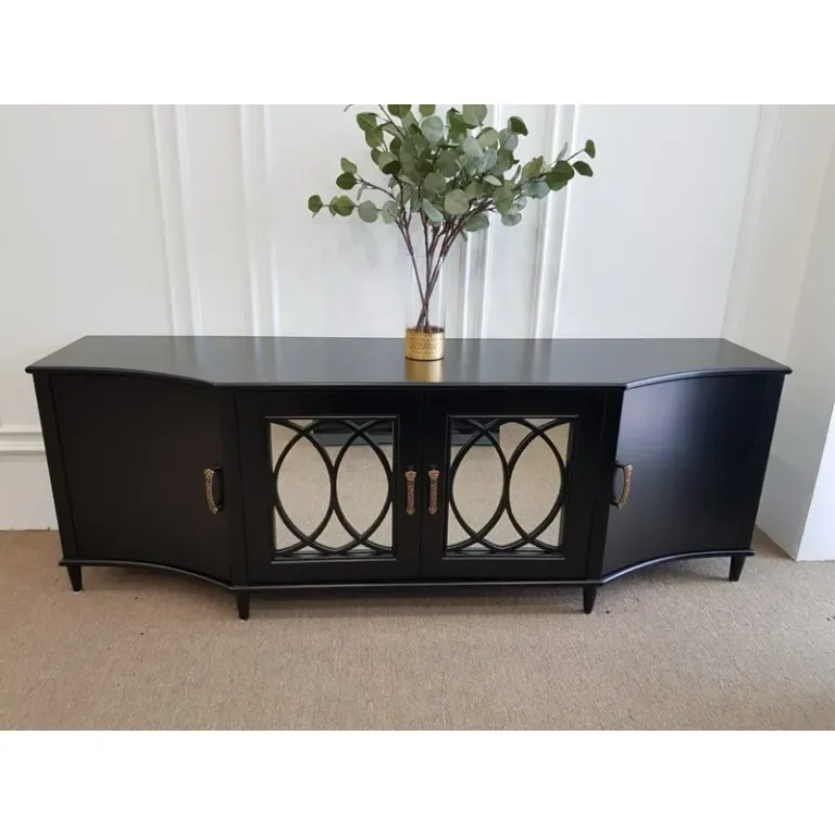 Tủ Tivi - Kệ Tủ Console Gỗ Phong Cách Đông Dương Indochine Cánh Kính