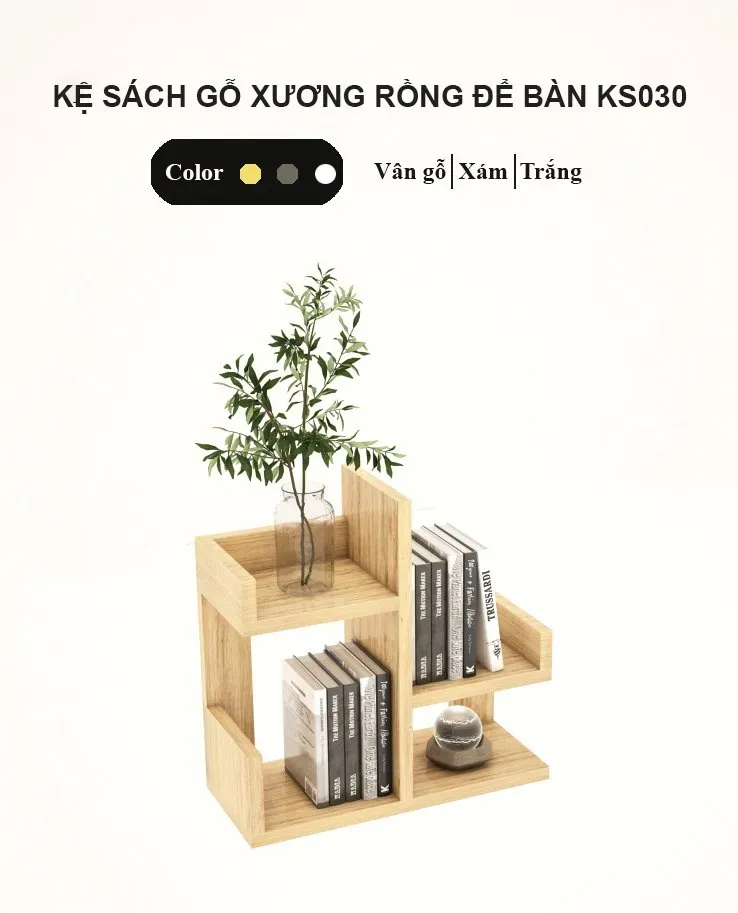 [FREESHIP] Kệ Sách Lắp Ghép Hình Xương Rồng Mini Để Bàn Gỗ MDF Tatana KS030