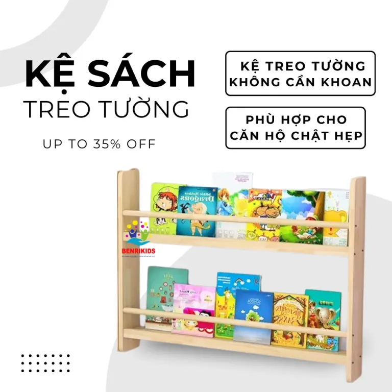 Kệ Sách Treo Tường Cho Bé Dễ Dàng Lắp Đặt Không Cần Khoan Tường Gắn Sau Cửa Tiết Kiệm Không Gian Căn Hộ