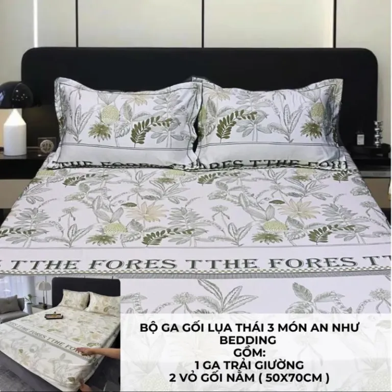 Bộ Ga Gối Lụa Thái 3 Món 1 Ga 2 Vỏ Gối Nằm An Như Bedding - Nhiều Mẫu Đẹp, Nhiều Size