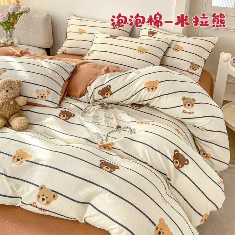 Bộ Vỏ Chăn Ga Gối Cotton Thô Hồng Kông 4 Món Gồm 1 Ga + 2 Vỏ Gối Nằm + 1 Vỏ Chăn An Như Bedding