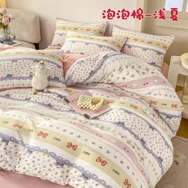 Bộ Vỏ Chăn Ga Gối Cotton Thô Hồng Kông 4 Món Gồm 1 Ga + 2 Vỏ Gối Nằm + 1 Vỏ Chăn An Như Bedding