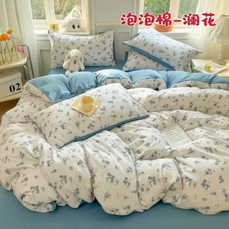 Bộ Vỏ Chăn Ga Gối Cotton Thô Hồng Kông 4 Món Gồm 1 Ga + 2 Vỏ Gối Nằm + 1 Vỏ Chăn An Như Bedding