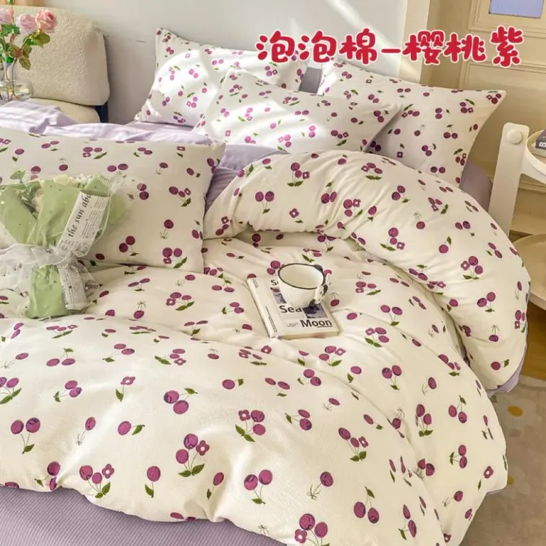 Bộ Vỏ Chăn Ga Gối Cotton Thô Hồng Kông 4 Món Gồm 1 Ga + 2 Vỏ Gối Nằm + 1 Vỏ Chăn An Như Bedding