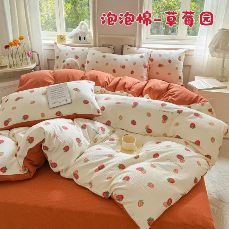 Bộ Vỏ Chăn Ga Gối Cotton Thô Hồng Kông 4 Món Gồm 1 Ga + 2 Vỏ Gối Nằm + 1 Vỏ Chăn An Như Bedding