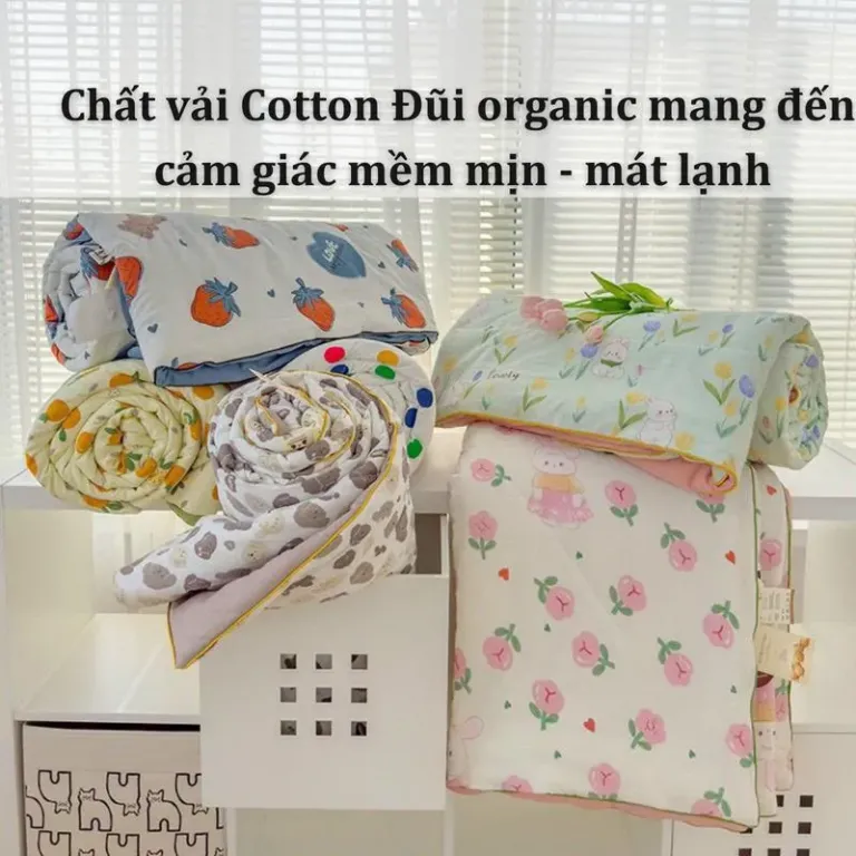 Chăn Hè Cotton Đũi Xơ Đậu Nành Mềm Kích Thước 2mx2m3 - Nhiều Mẫu Đẹp