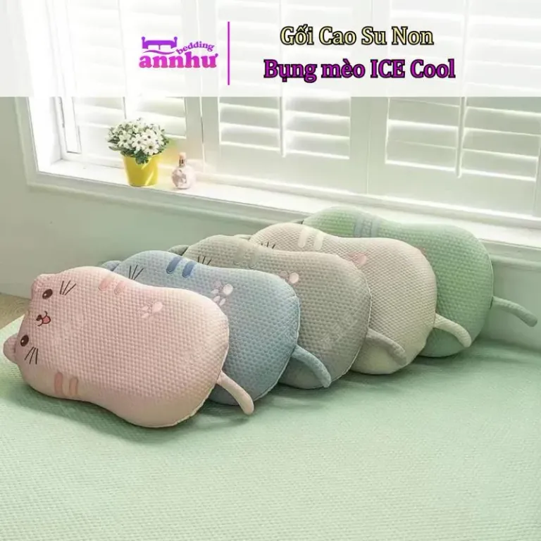 Gối Cao Su Non Bụng Mèo Ice Cool 30x50x8cm Êm Ái Thoáng Mát An Như Bedding