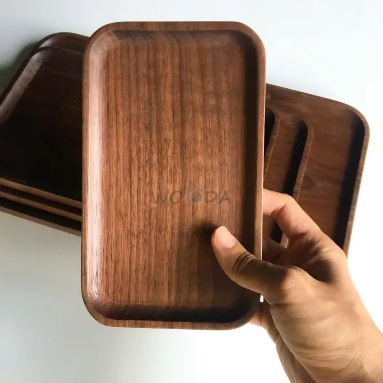 Khay Gỗ Óc Chó (Walnut) Hình Chữ Nhật Nguyên Khối Cao Cấp Nhiều Kích Thước