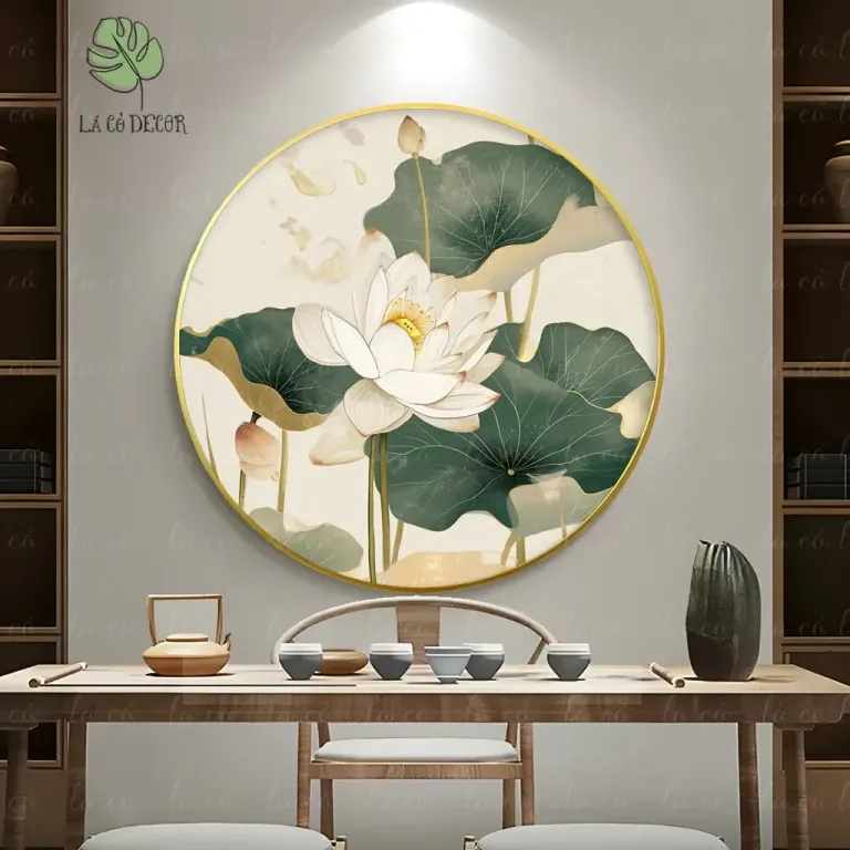 33 Mẫu Tranh Tròn Canvas Hoa Sen Phong Cách Thiền - Kích Thước D40 / D50 / D60cm