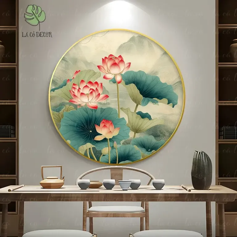 33 Mẫu Tranh Tròn Canvas Hoa Sen Phong Cách Thiền - Kích Thước D40 / D50 / D60cm