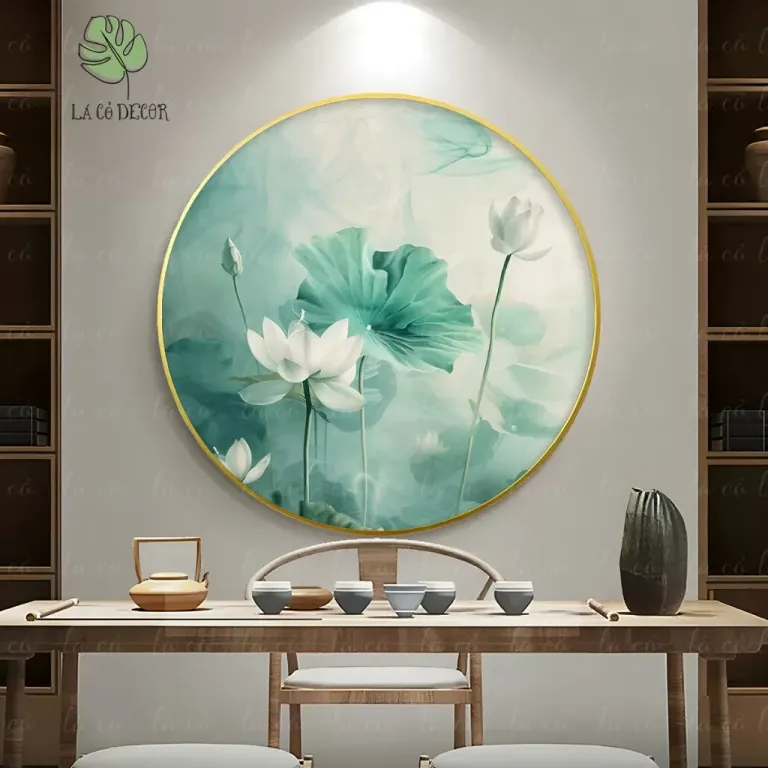 33 Mẫu Tranh Tròn Canvas Hoa Sen Phong Cách Thiền - Kích Thước D40 / D50 / D60cm