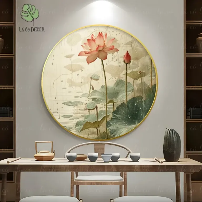 33 Mẫu Tranh Tròn Canvas Hoa Sen Phong Cách Thiền - Kích Thước D40 / D50 / D60cm