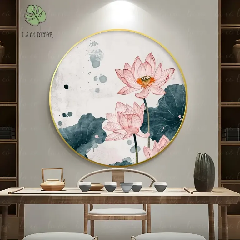 33 Mẫu Tranh Tròn Canvas Hoa Sen Phong Cách Thiền - Kích Thước D40 / D50 / D60cm