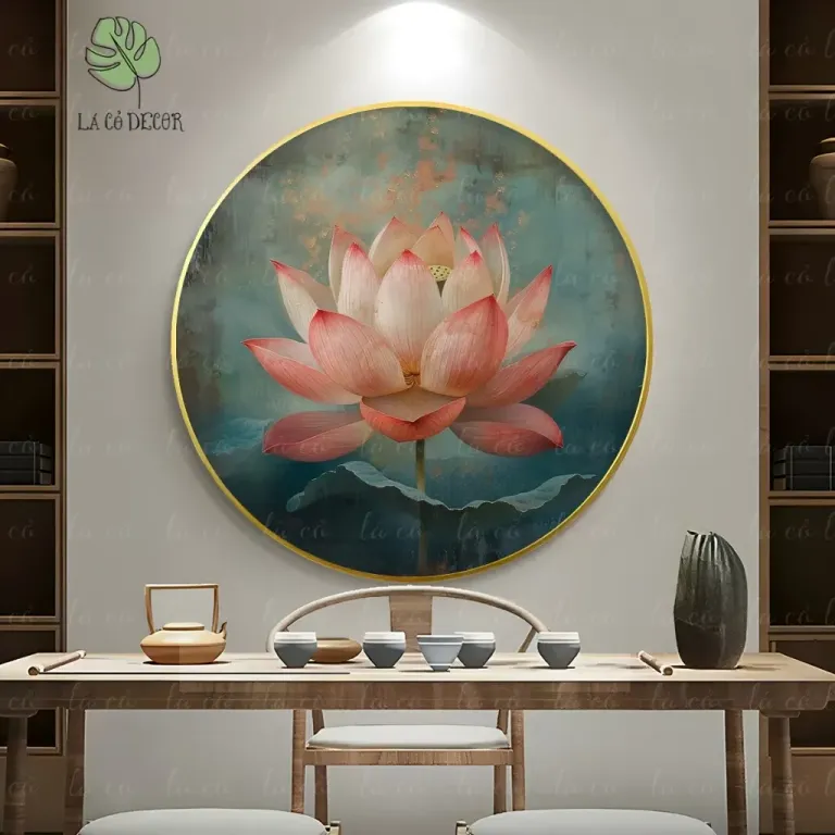 33 Mẫu Tranh Tròn Canvas Hoa Sen Phong Cách Thiền - Kích Thước D40 / D50 / D60cm