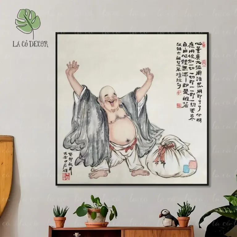 7 Mẫu Tranh Canvas Phật Di Lặc Vuông 50x50Cm, Mang Lại An Lành, May Mắn, Tài Lộc