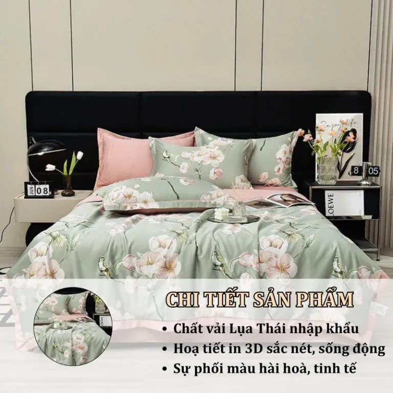 Bộ Chăn Ga Gối Lụa Thái 4 Món Nhập Khẩu Trực Tiếp An Như Bedding