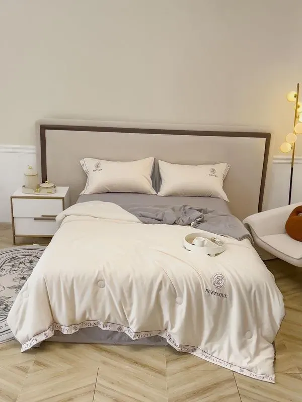 Bộ Chăn Ga Gối Phi Lụa Dream City 4 Món An Như Bedding