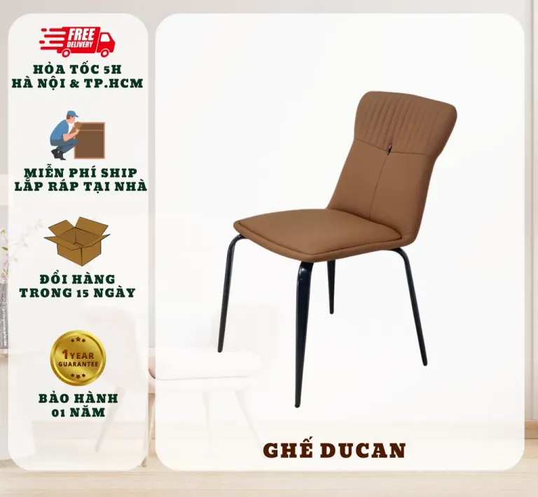 Ghế Ăn Bọc Da Pu T90 Ducan, Chân Sắt Sơn Tĩnh Điện, Nhập Khẩu Cao Cấp Hiện Đại, Phù Hợp Căn Hộ Chung Cư